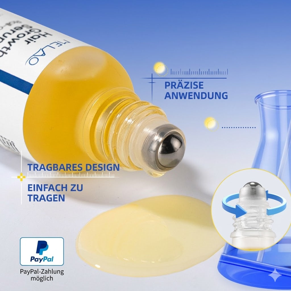 MELAO Haarwachstums-Serum Roll-on (50ml) | Anti-Haarausfall & Kopfhaut-Massage | Wurzelstärkung & Dichteres Haar | Für Damen & Herren | Präzise Anwendung