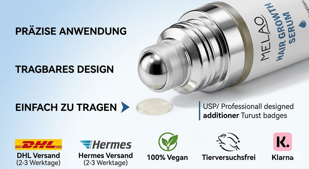 MELAO Haarwachstums-Serum Roll-on (50ml) | Anti-Haarausfall & Kopfhaut-Massage | Wurzelstärkung & Dichteres Haar | Für Damen & Herren | Präzise Anwendung